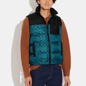 Coach Black and Teal Puffer Vest size M